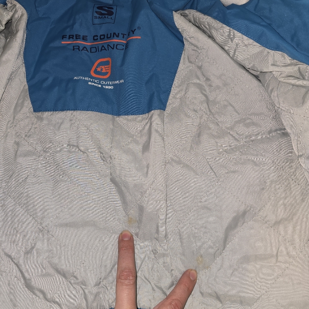 Free Country Blue and White Ski Jacket Shell - Picture 4 of 6
